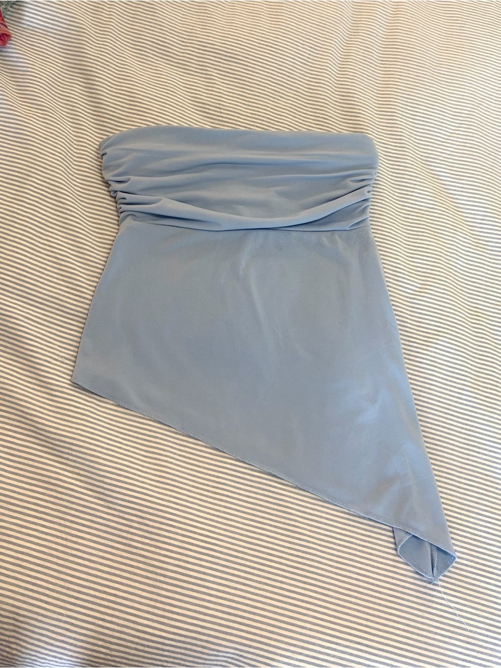 Urban Outfitters Light Blue Strapless Asymmetrical Top